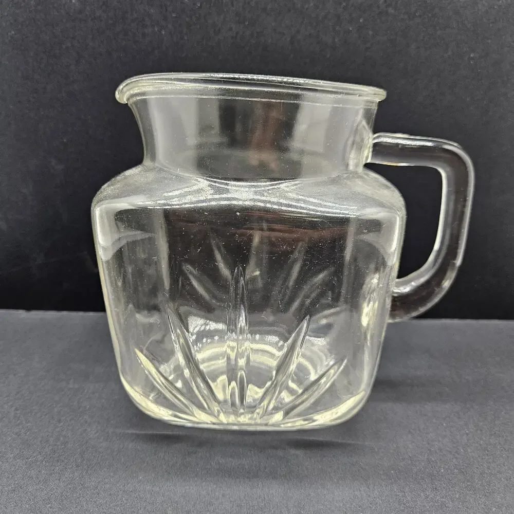 Vintage 1950’s Federal Clear Glass Juice Square Pitcher With Star On Bottom